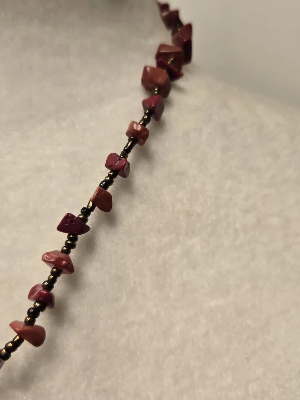 Vintage Red Bead Necklace with Round Red Pendant